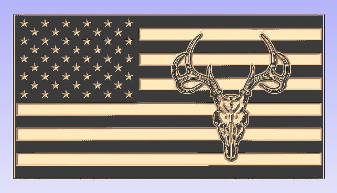 American flag with deer skull design.