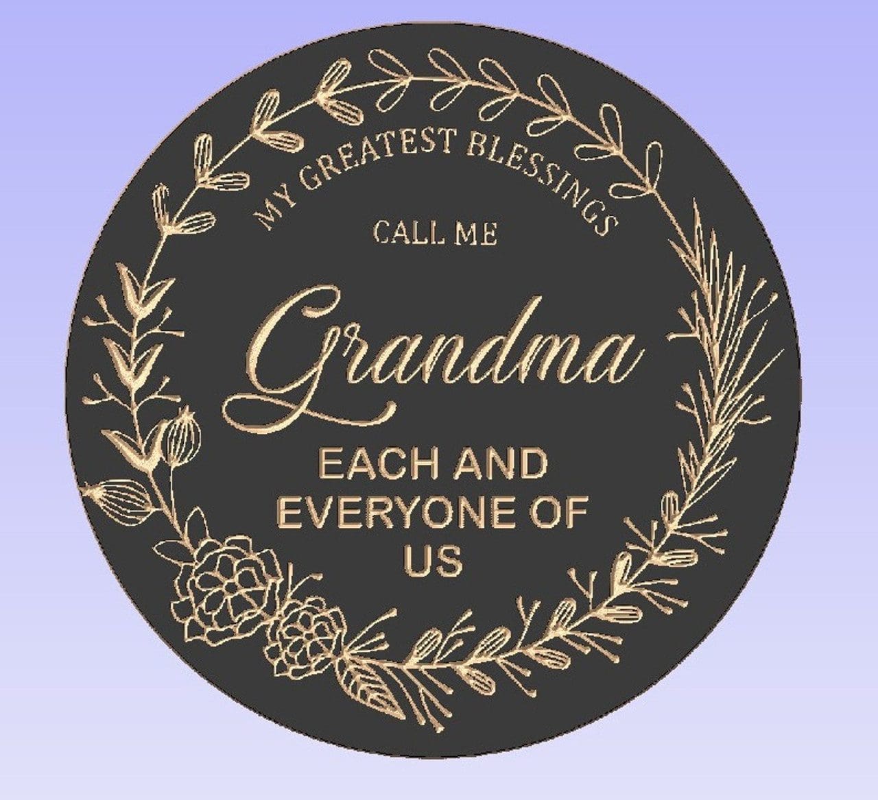Decorative plaque with "Grandma" and floral design.