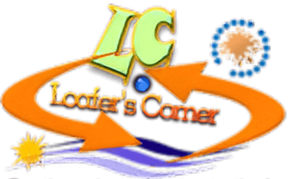 Colorful Loafer's Corner logo with arrows.