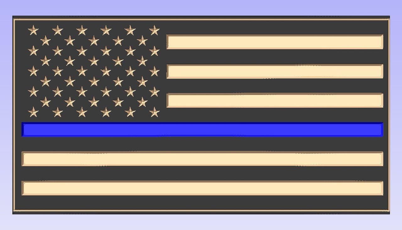 American flag with a blue line.