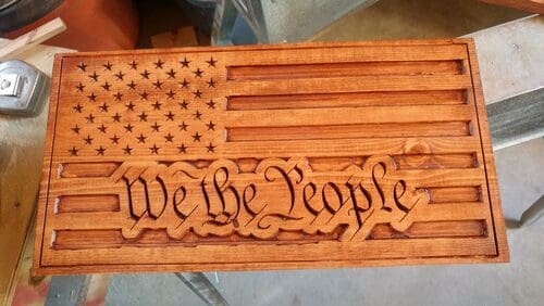 Wooden American flag with "We the People.